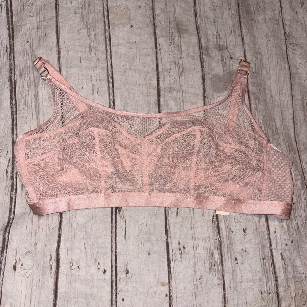 NWT! Soma light pink lace mixed media bralette XL - Picture 4 of 6